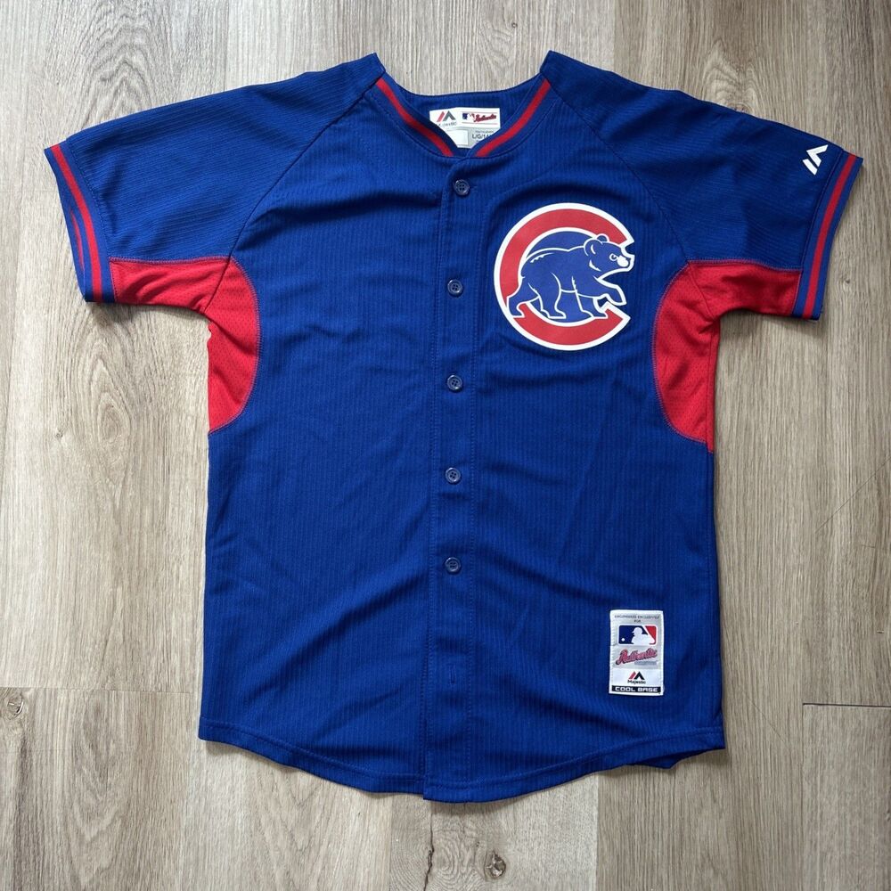Chicago Cubs Baseball Jersey Youth Large Majestic MLB Authentic Genuine Blue
